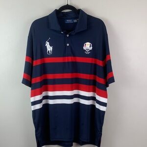 Authentic Polo by Ralph Lauren 2025 Ryder Cup Navy Polo Red and White Stripes
